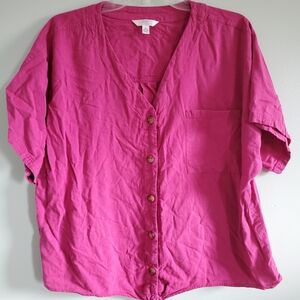 Time and Tru Fuchsia Button-Down Shirt